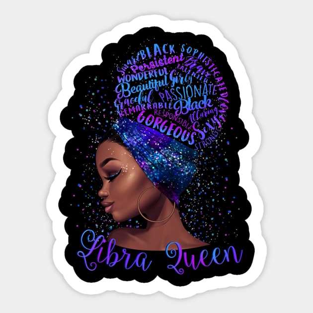 Libra Girl Shirt Black Queen Was Born in Libra Birthday Gifts Sticker by osami